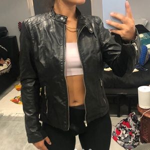 Black leather jacket